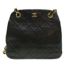CHANEL Matelasse Clasp Chain Shoulder Bag Lamb Skin Black CC Auth kk164-13