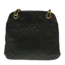 CHANEL Matelasse Clasp Chain Shoulder Bag Lamb Skin Black CC Auth kk164-2