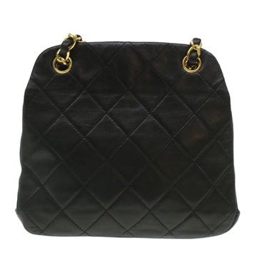 CHANEL Matelasse Clasp Chain Shoulder Bag Lamb Skin Black CC Auth kk164 - 0