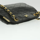 CHANEL Matelasse Clasp Chain Shoulder Bag Lamb Skin Black CC Auth kk164-6