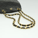 CHANEL Matelasse Clasp Chain Shoulder Bag Lamb Skin Black CC Auth kk164-7