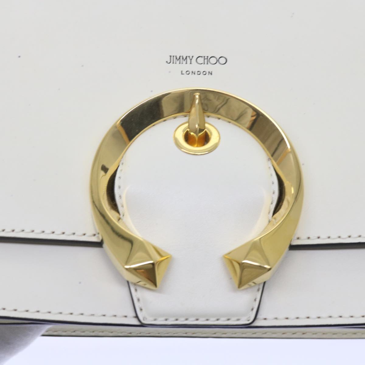 Jimmy Choo Madeline Shoulder Bag Leather White Auth kk197