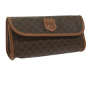 CELINE Macadam Canvas Pouch PVC Leather Brown Auth kk204-1