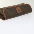 CELINE Macadam Canvas Pouch PVC Leather Brown Auth kk204-5