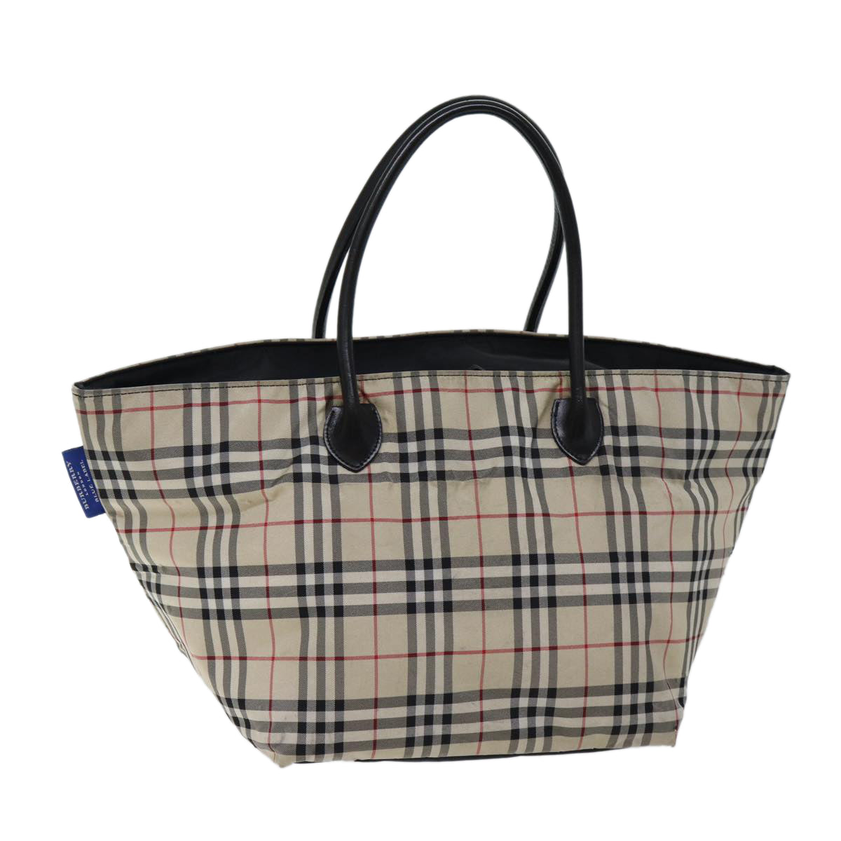 BURBERRY Nova Check Blue Label Tote Bag Nylon Beige Auth kk213