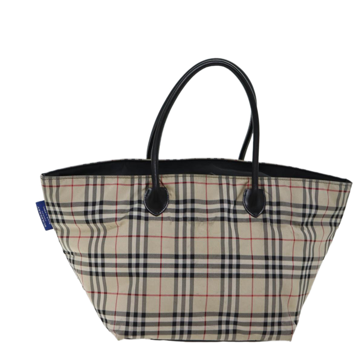 BURBERRY Nova Check Blue Label Tote Bag Nylon Beige Auth kk213