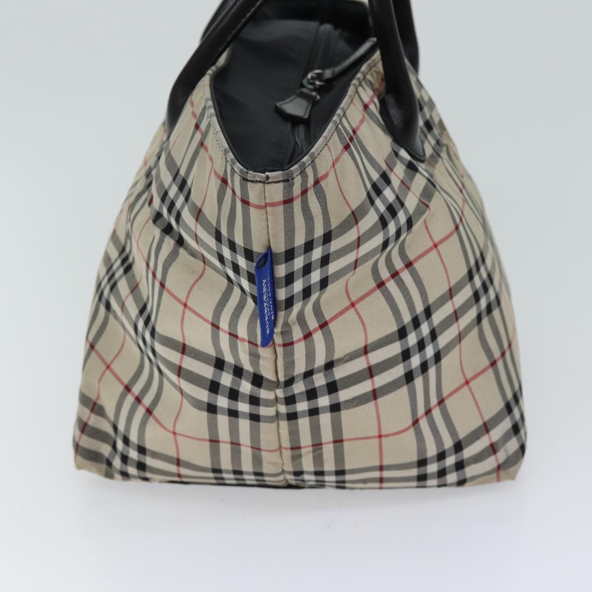 BURBERRY Nova Check Blue Label Tote Bag Nylon Beige Auth kk213