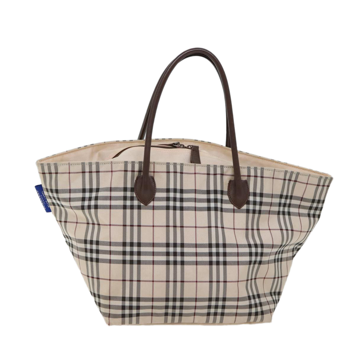 BURBERRY Nova Check Blue Label Tote Bag Nylon Pink Auth kk214