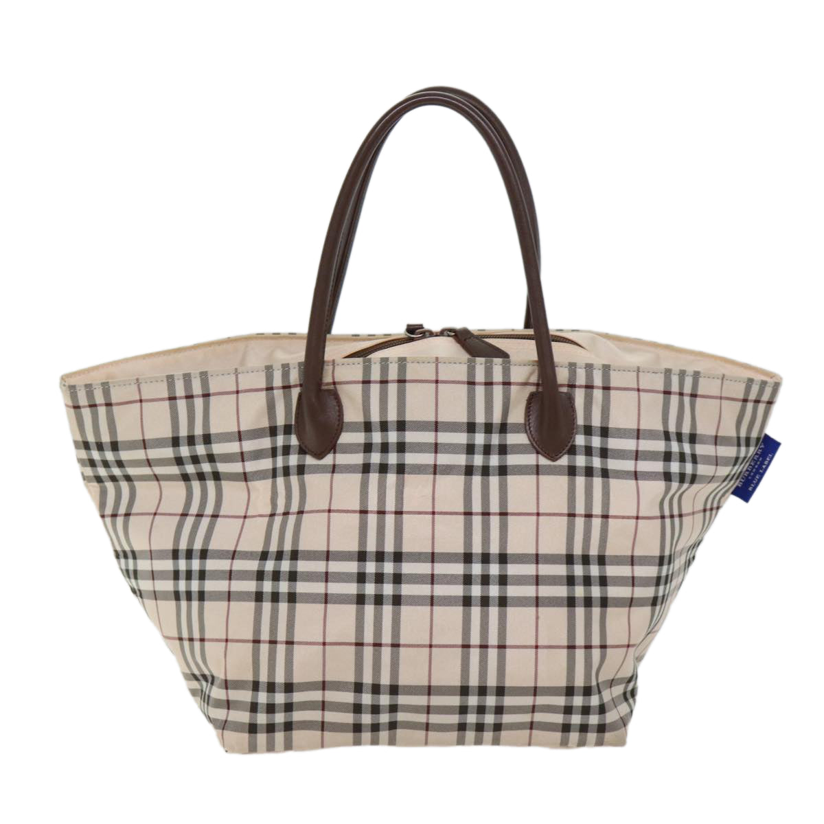 BURBERRY Nova Check Blue Label Tote Bag Nylon Pink Auth kk214