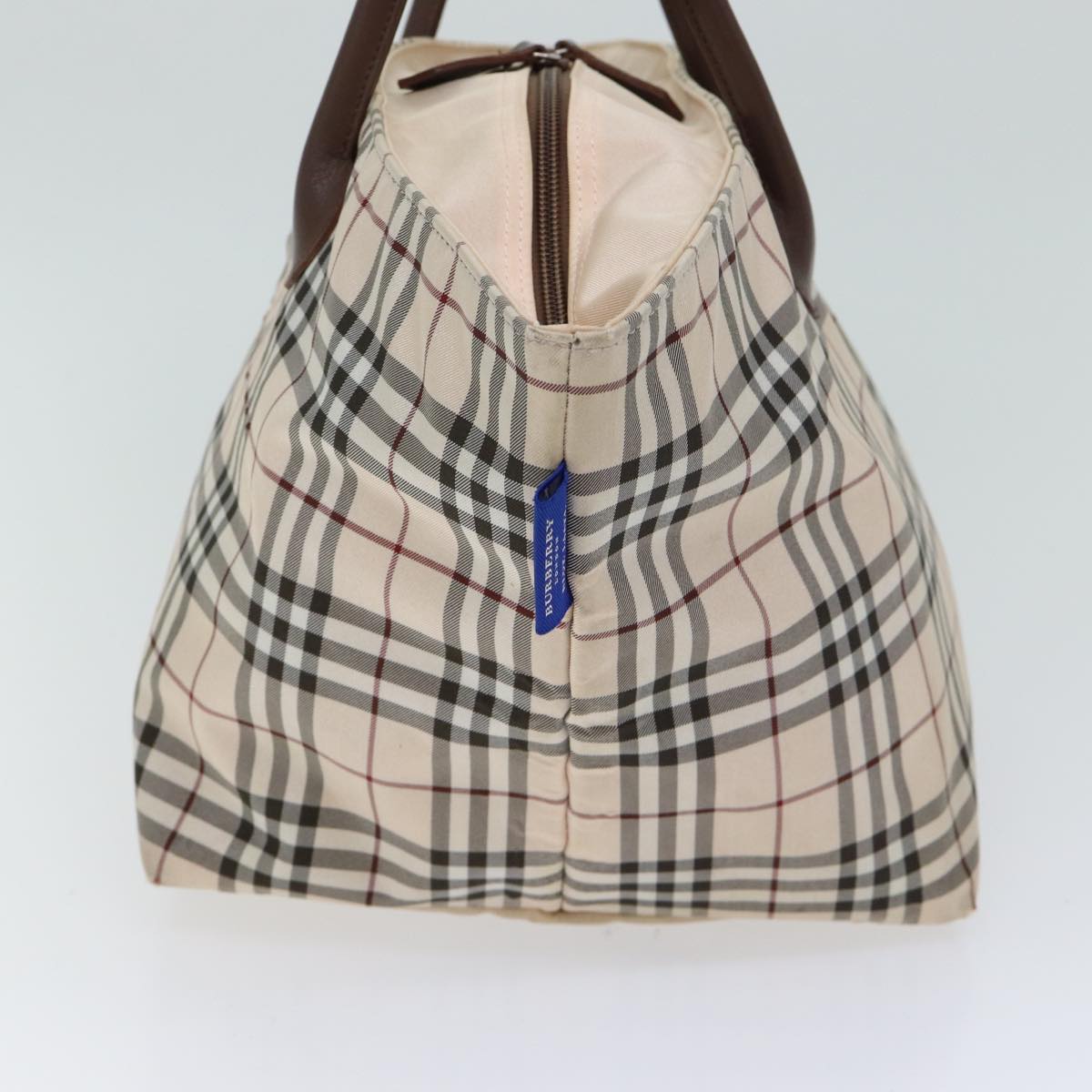 BURBERRY Nova Check Blue Label Tote Bag Nylon Pink Auth kk214