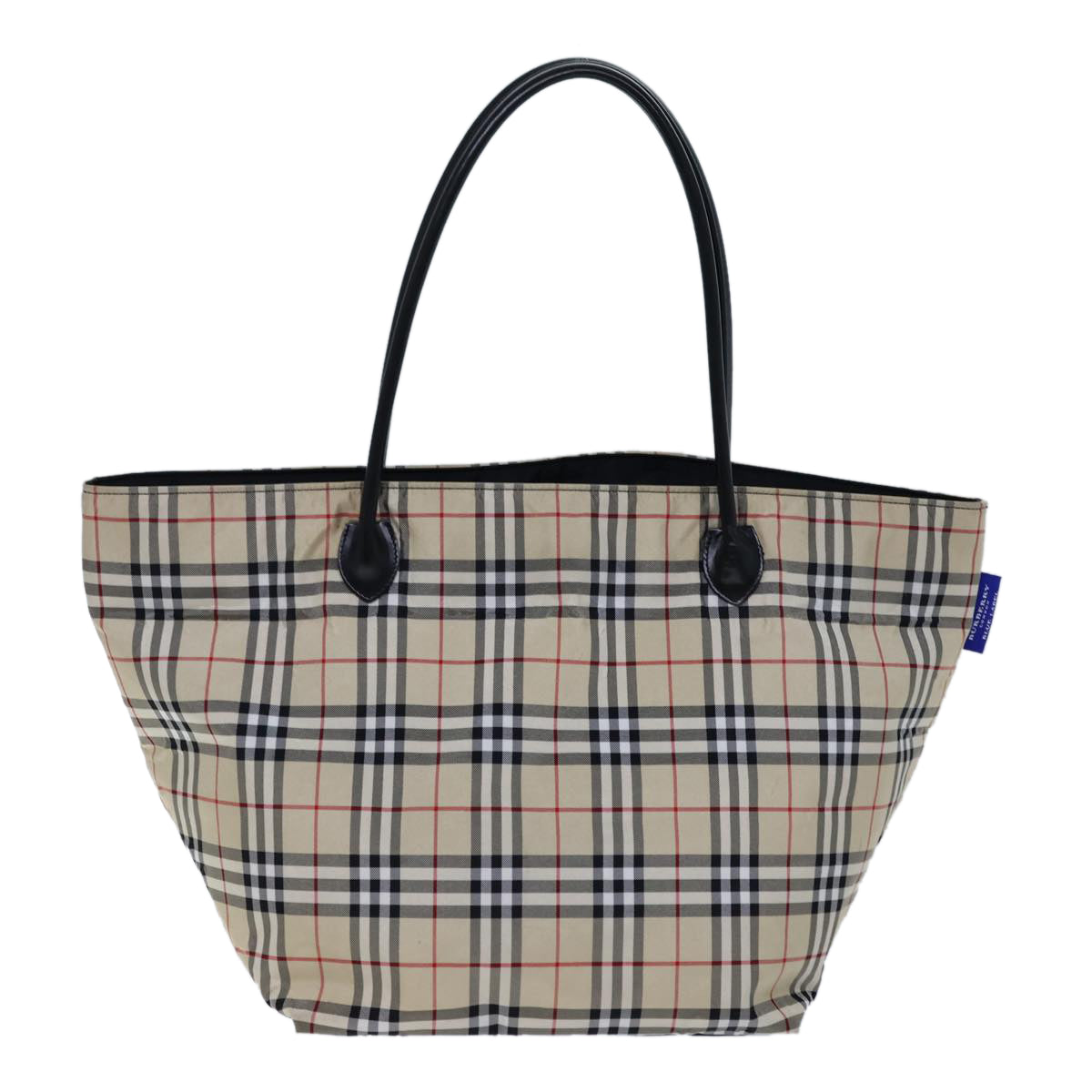 BURBERRY Nova Check Blue Label Tote Bag Nylon Beige Black Auth kk218