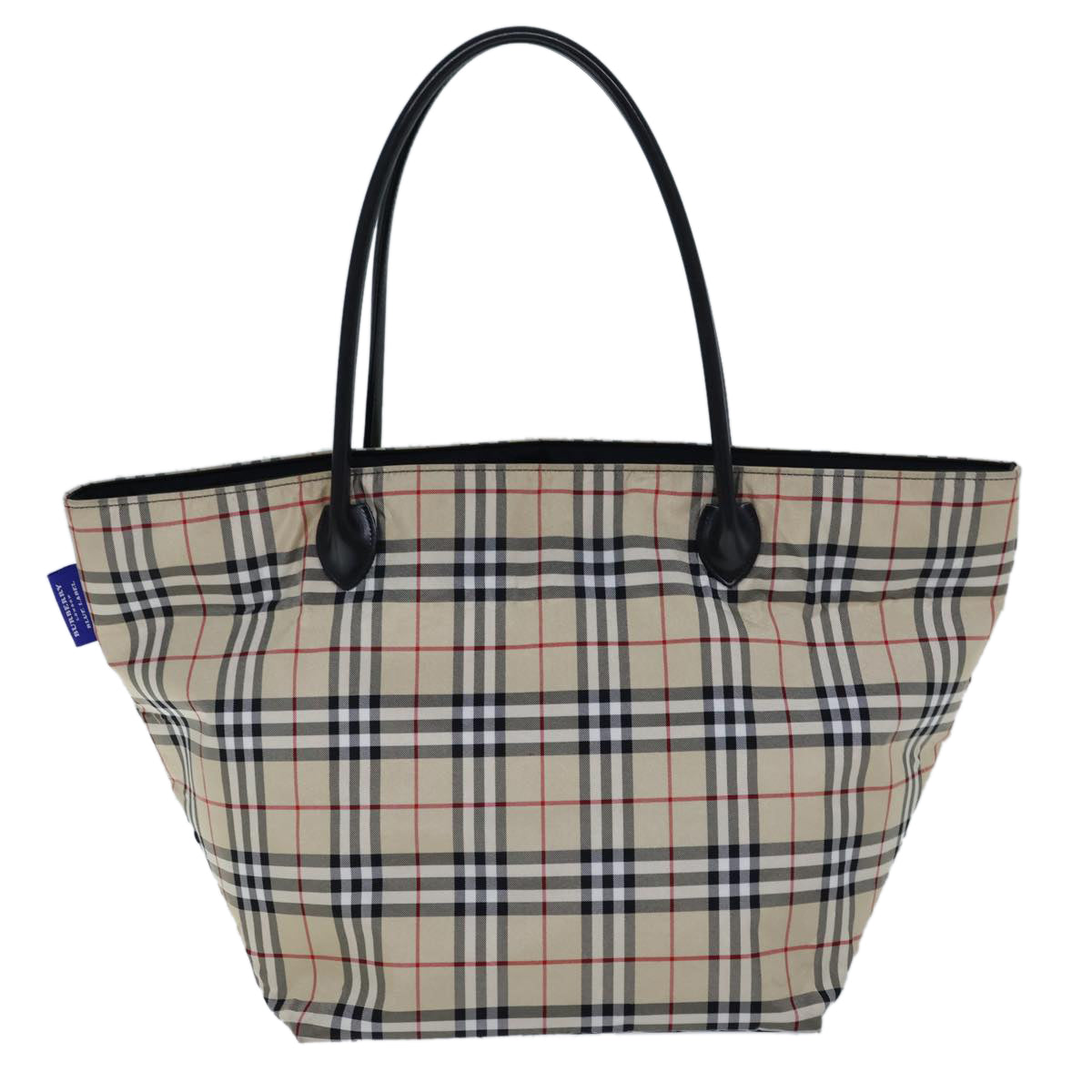 BURBERRY Nova Check Blue Label Tote Bag Nylon Beige Black Auth kk218