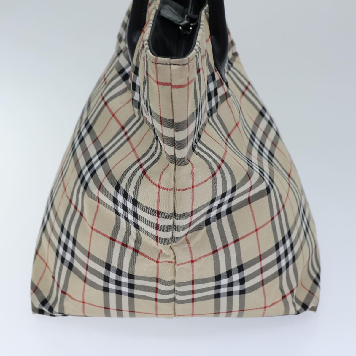 BURBERRY Nova Check Blue Label Tote Bag Nylon Beige Black Auth kk218