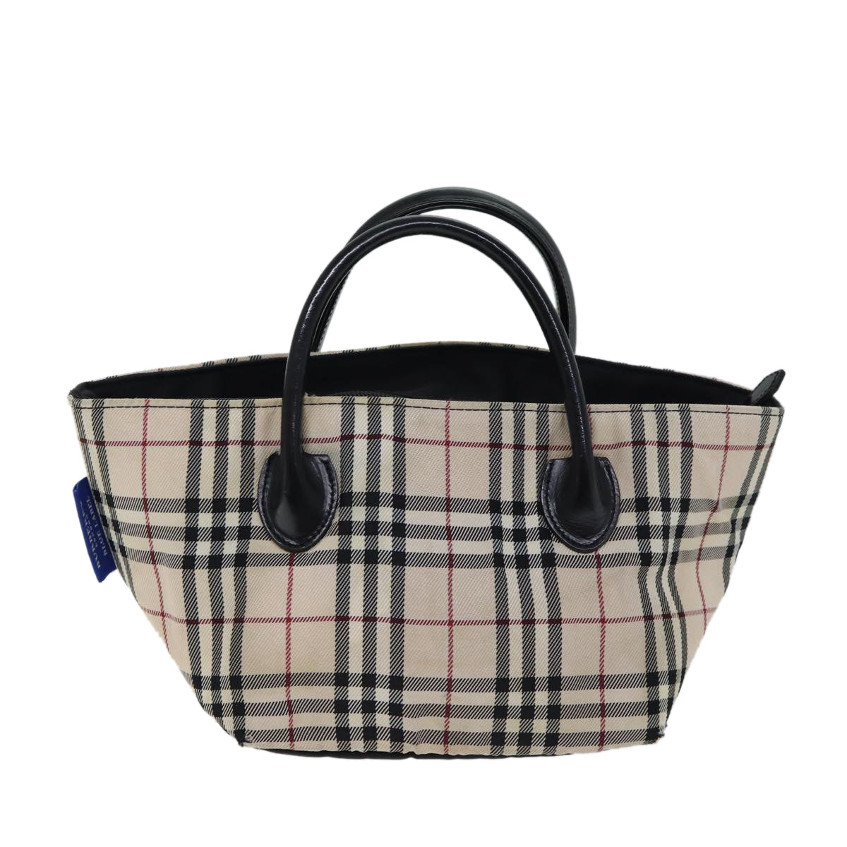 BURBERRY Nova Check Blue Label Hand Bag Nylon Beige Auth kk225