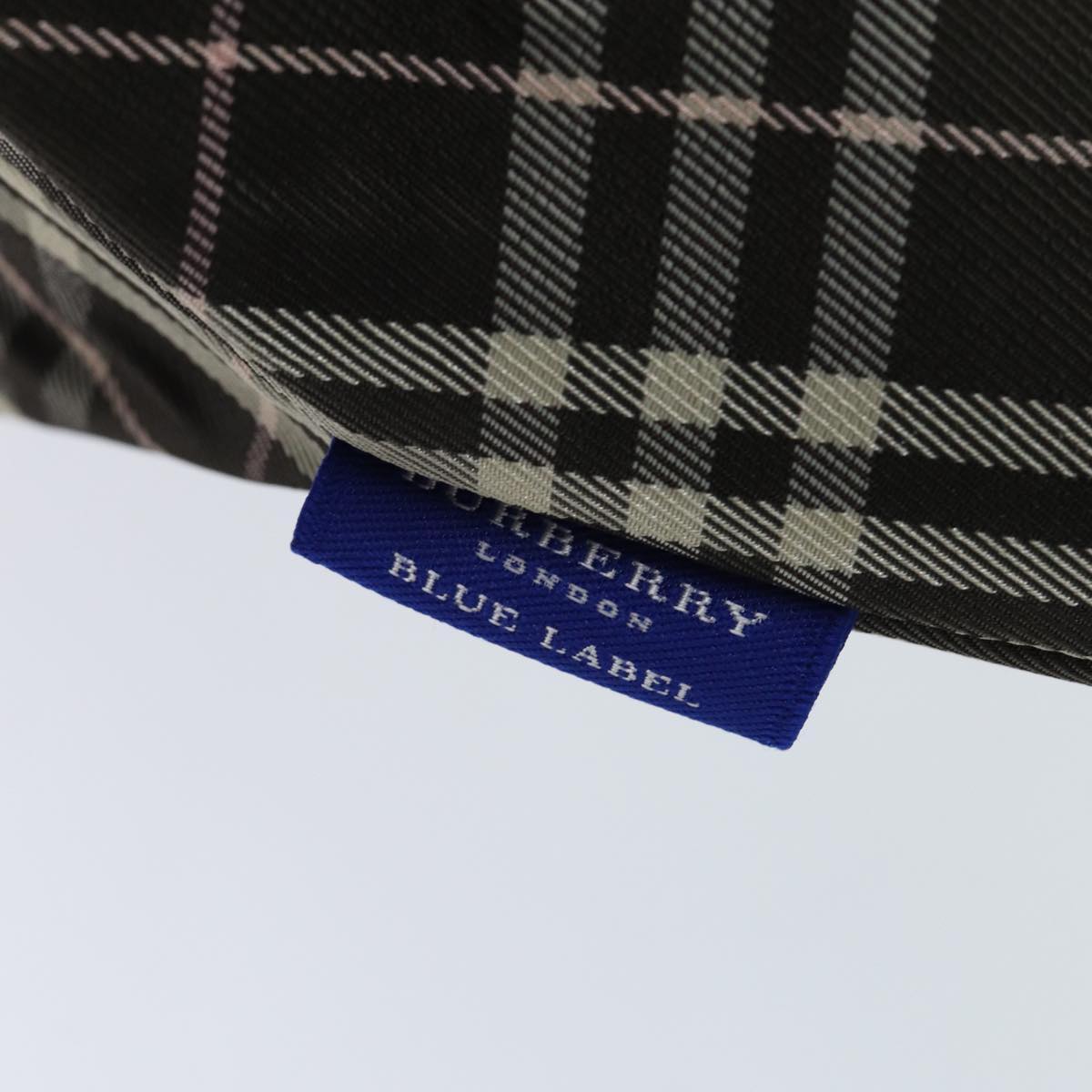 BURBERRY Nova Check Blue Label Hand Bag Nylon Brown Auth kk228