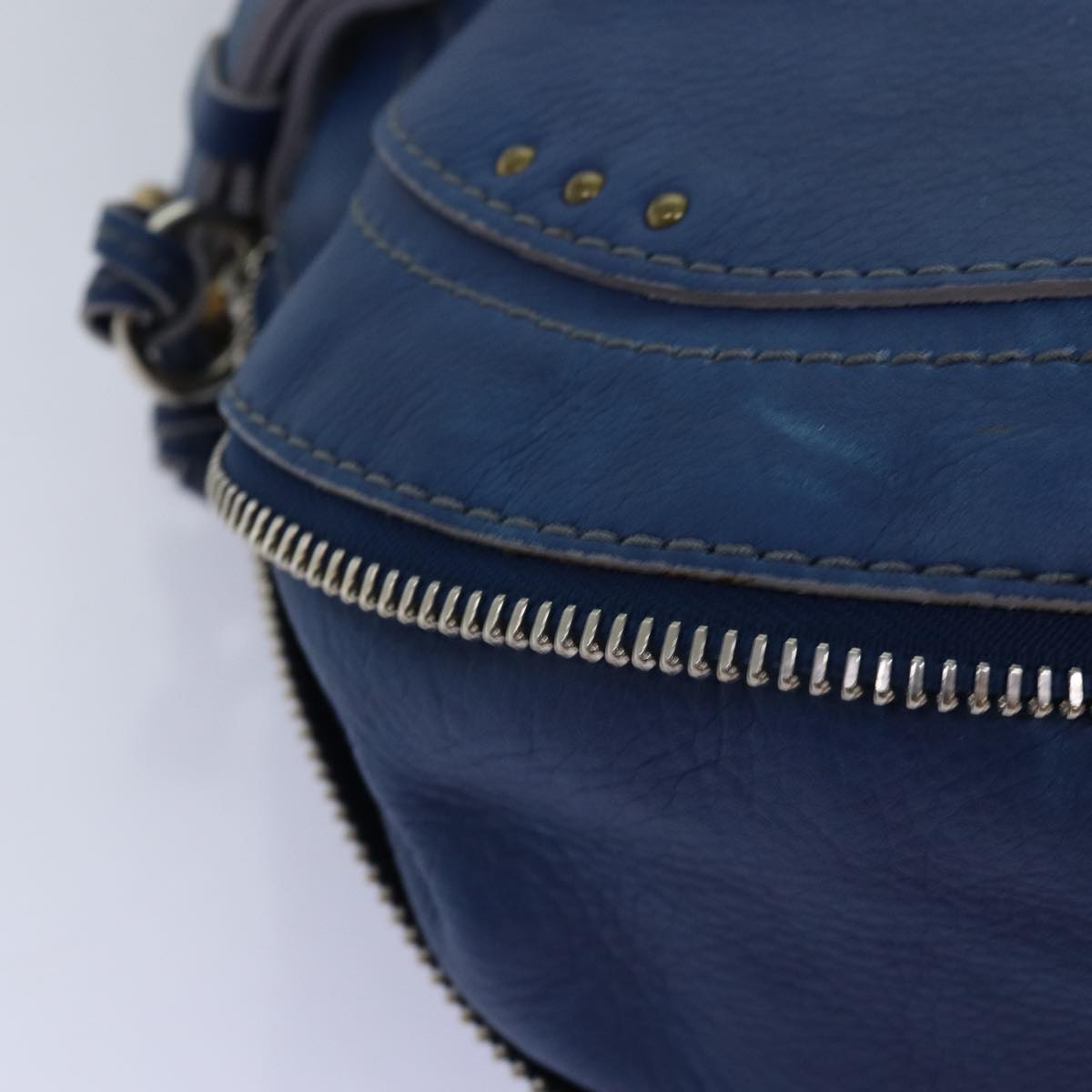 Chloe Paddington Shoulder Bag Leather Blue Auth kk230