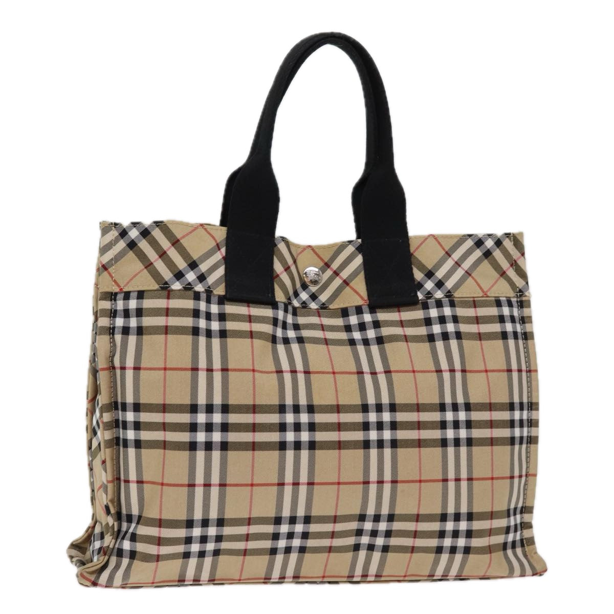 BURBERRY Nova Check Blue Label Hand Bag Nylon Beige Auth kk233