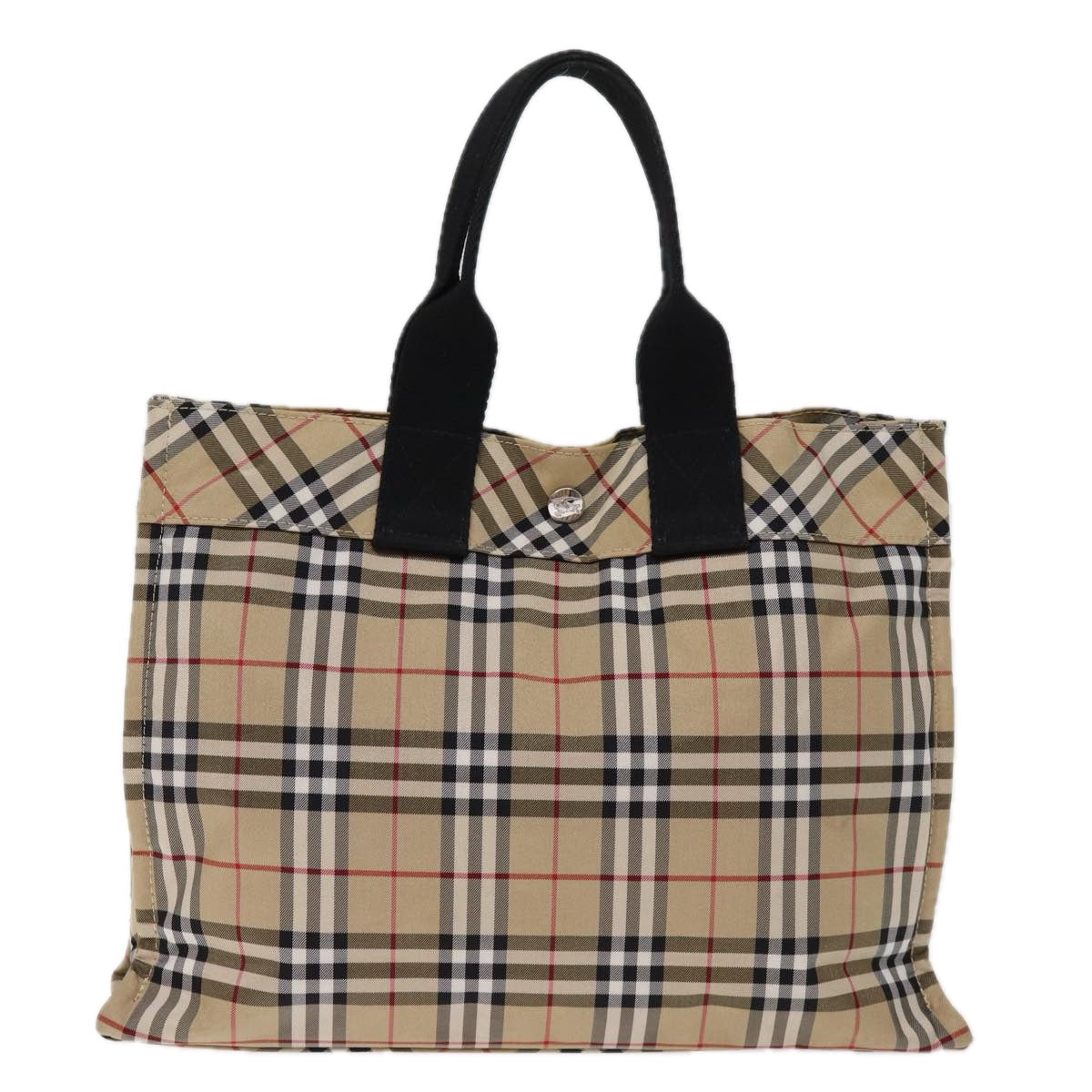 BURBERRY Nova Check Blue Label Hand Bag Nylon Beige Auth kk233