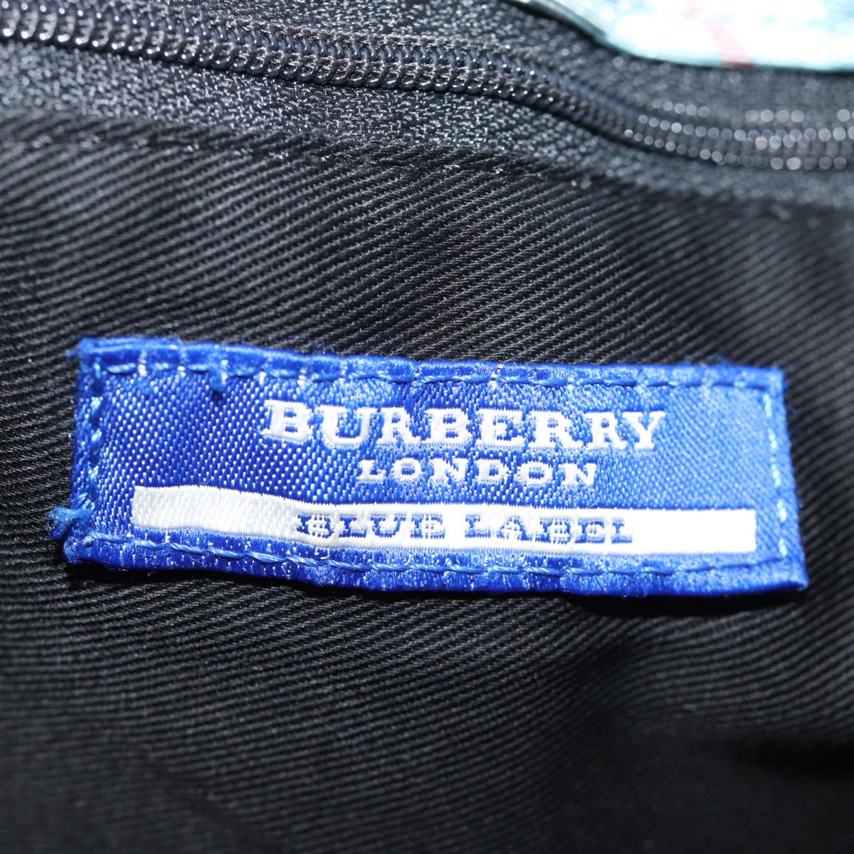 BURBERRY Nova Check Blue Label Hand Bag Nylon Blue Auth kk234