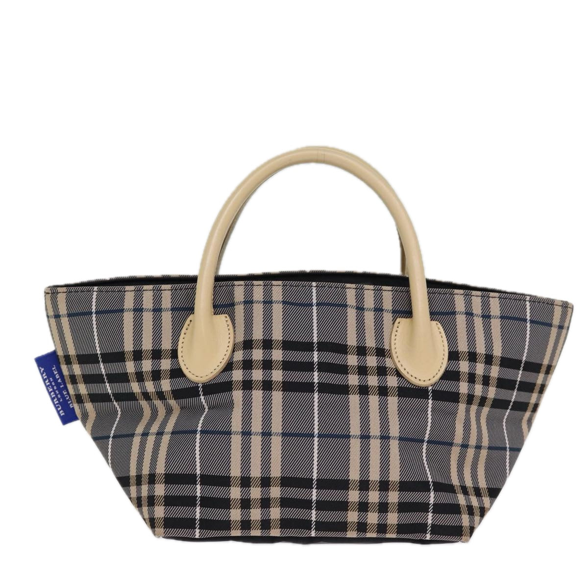 BURBERRY Nova Check Blue Label Hand Bag Nylon Blue Auth kk236