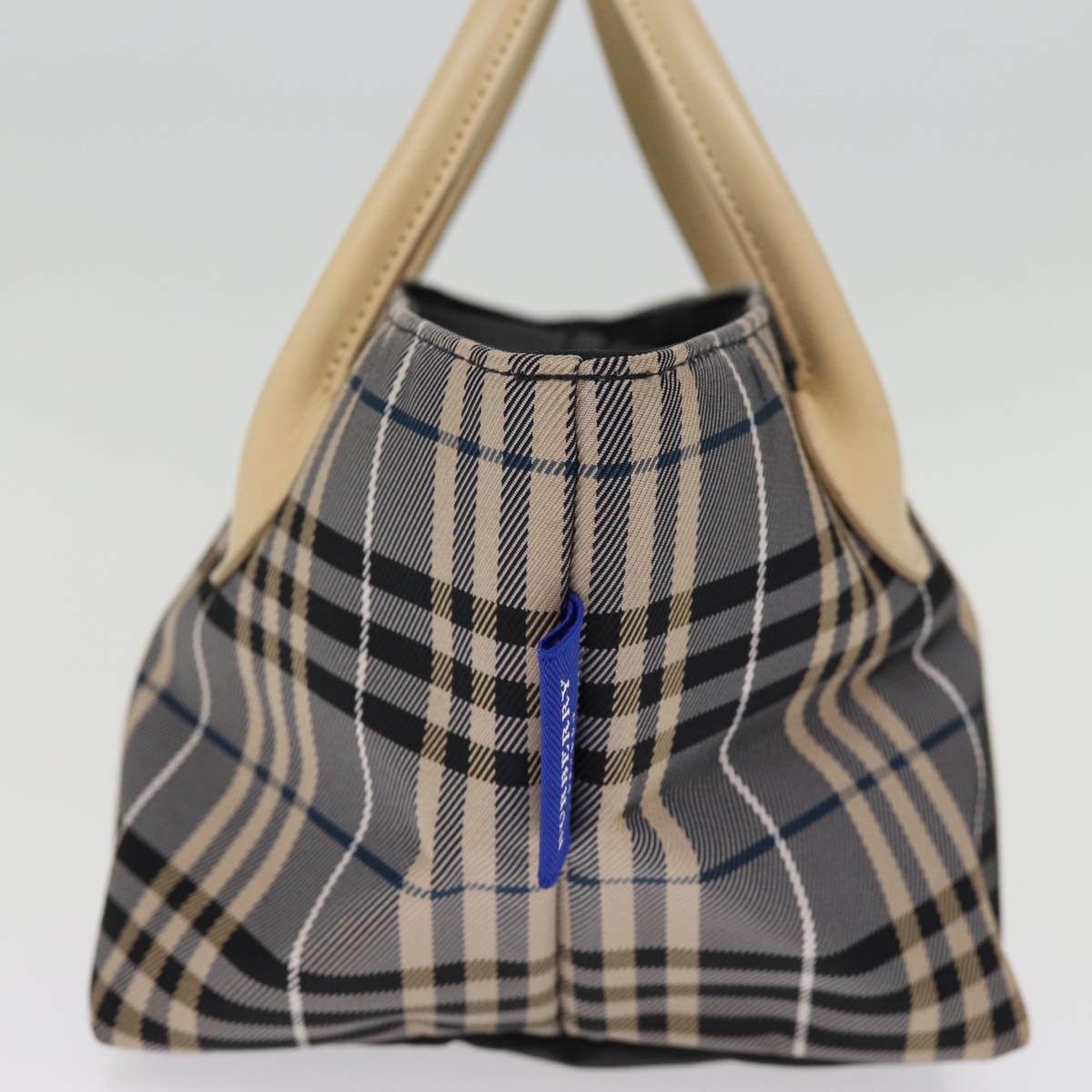 BURBERRY Nova Check Blue Label Hand Bag Nylon Blue Auth kk236