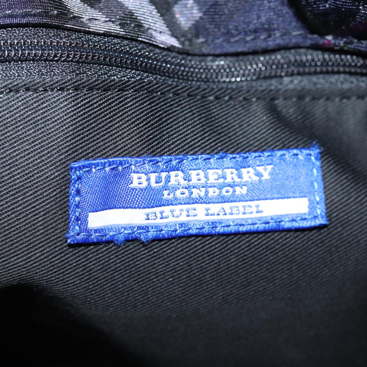 BURBERRY Nova Check Blue Label Hand Bag Nylon Navy Auth kk237