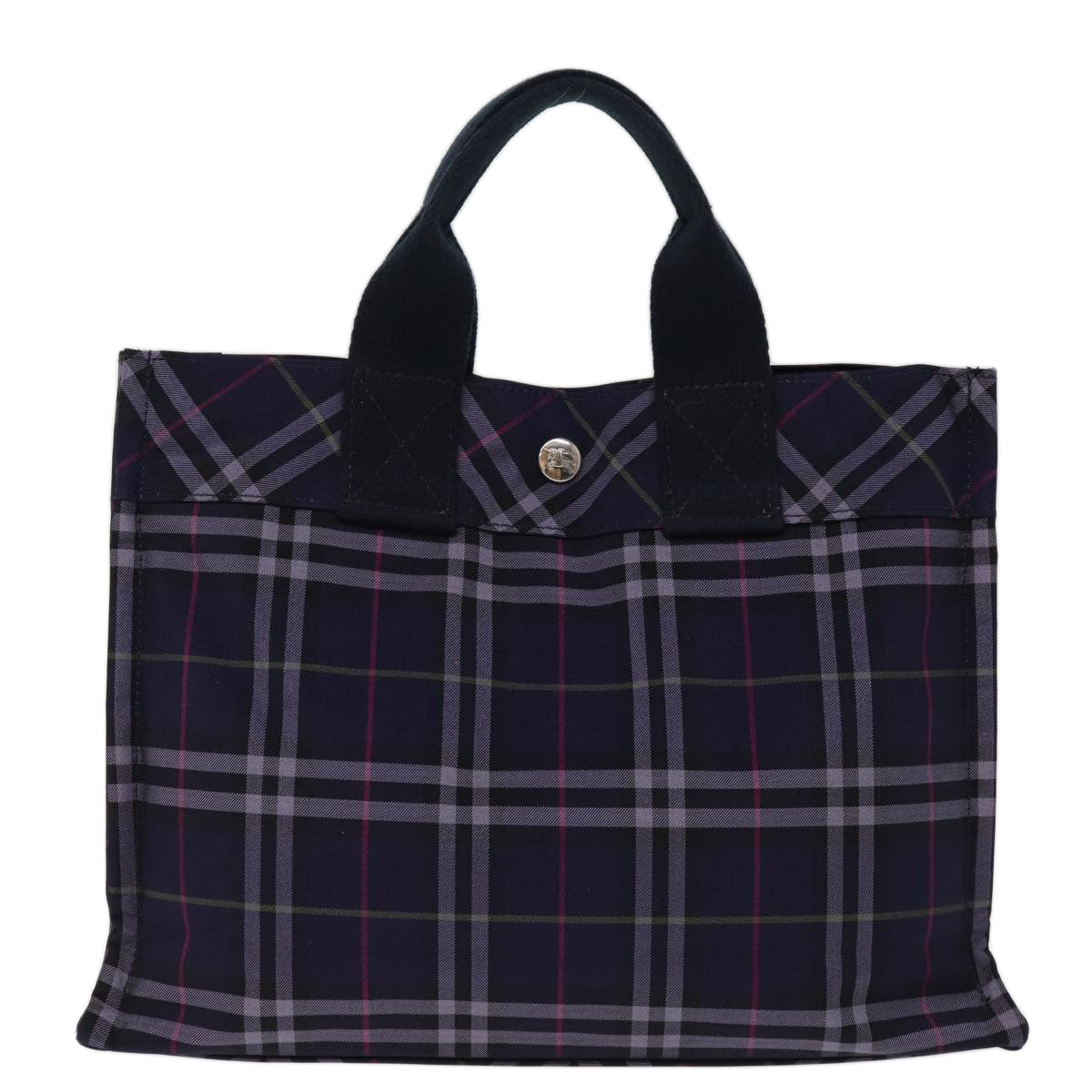 BURBERRY Nova Check Blue Label Hand Bag Nylon Navy Auth kk237 - 0