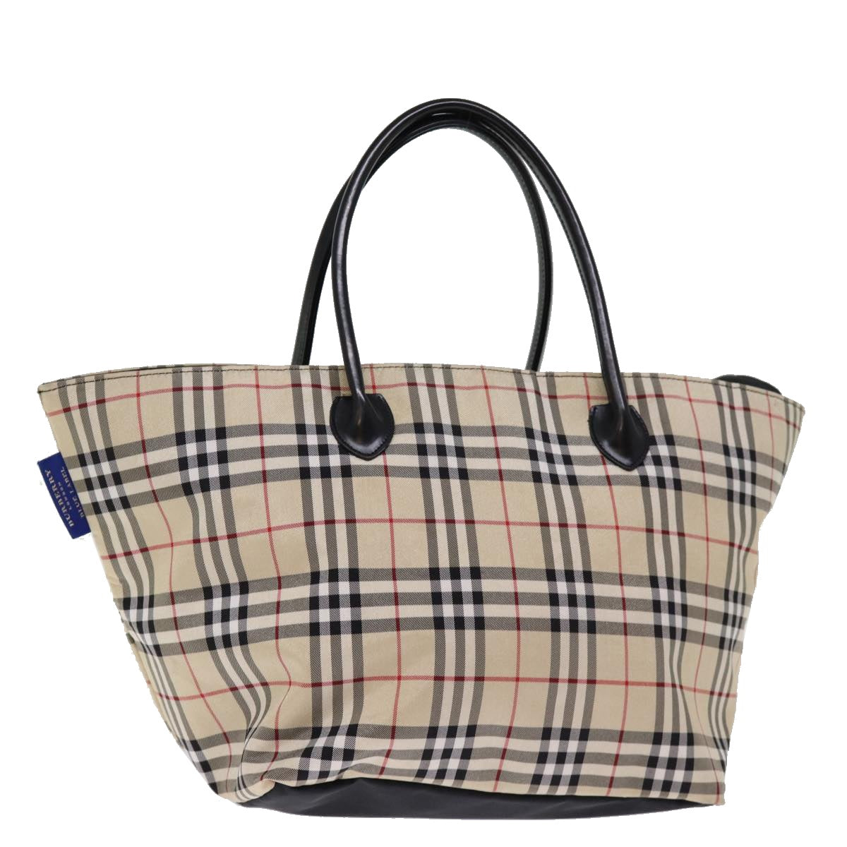 BURBERRY Nova Check Blue Label Tote Bag Nylon Beige Auth kk238