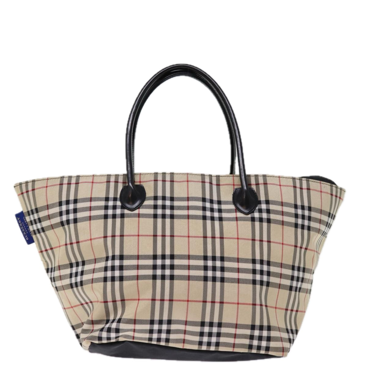 BURBERRY Nova Check Blue Label Tote Bag Nylon Beige Auth kk238