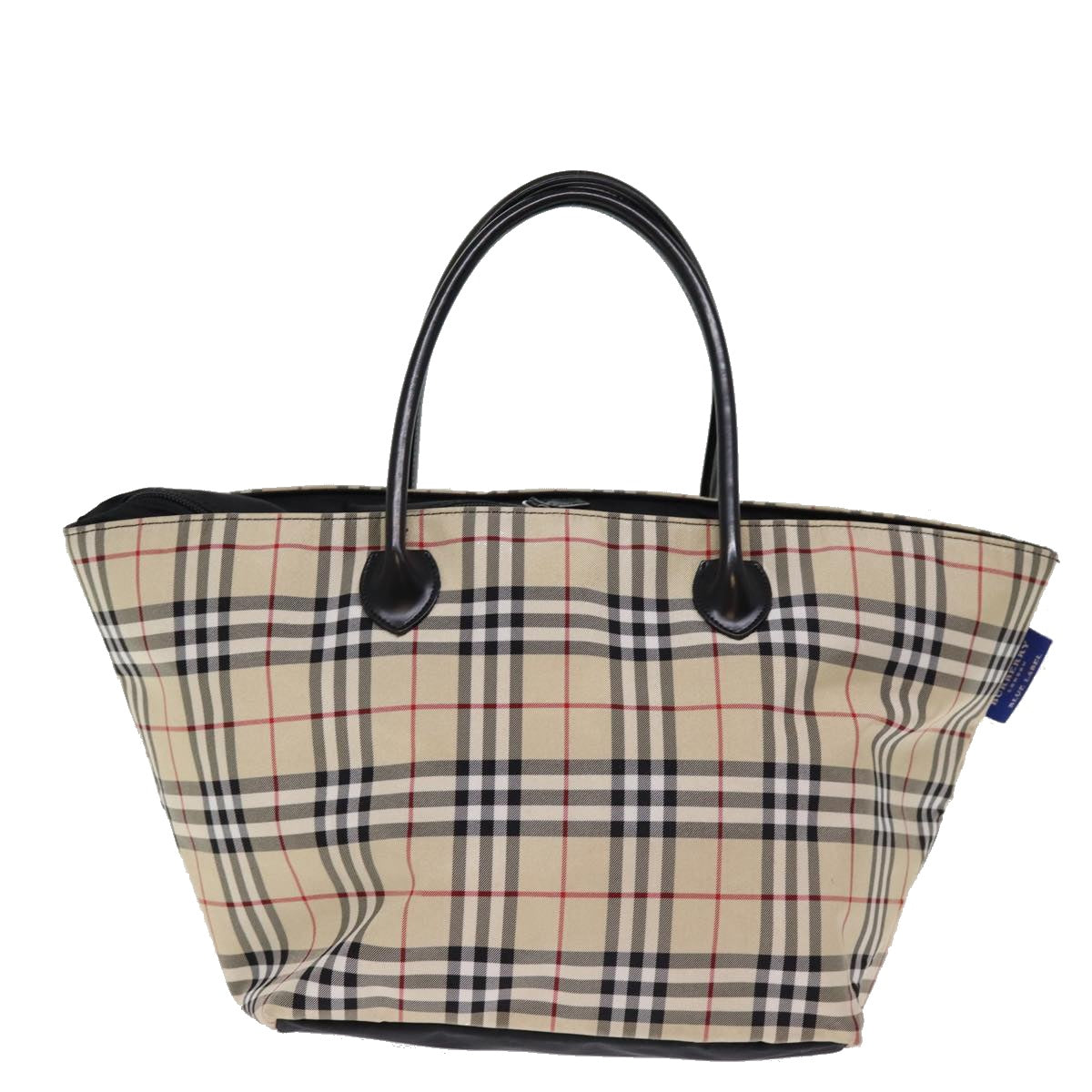 BURBERRY Nova Check Blue Label Tote Bag Nylon Beige Auth kk238