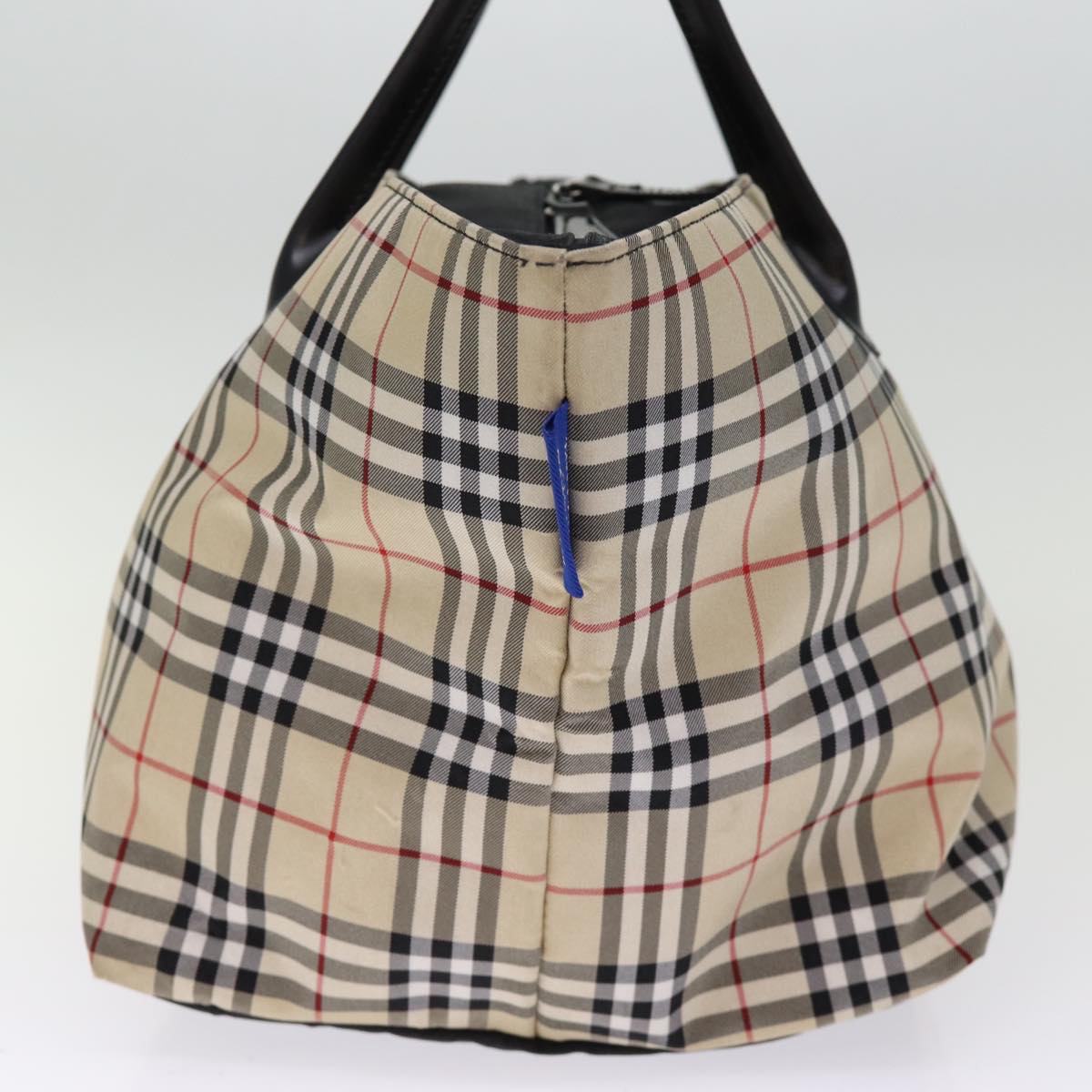 BURBERRY Nova Check Blue Label Tote Bag Nylon Beige Auth kk238