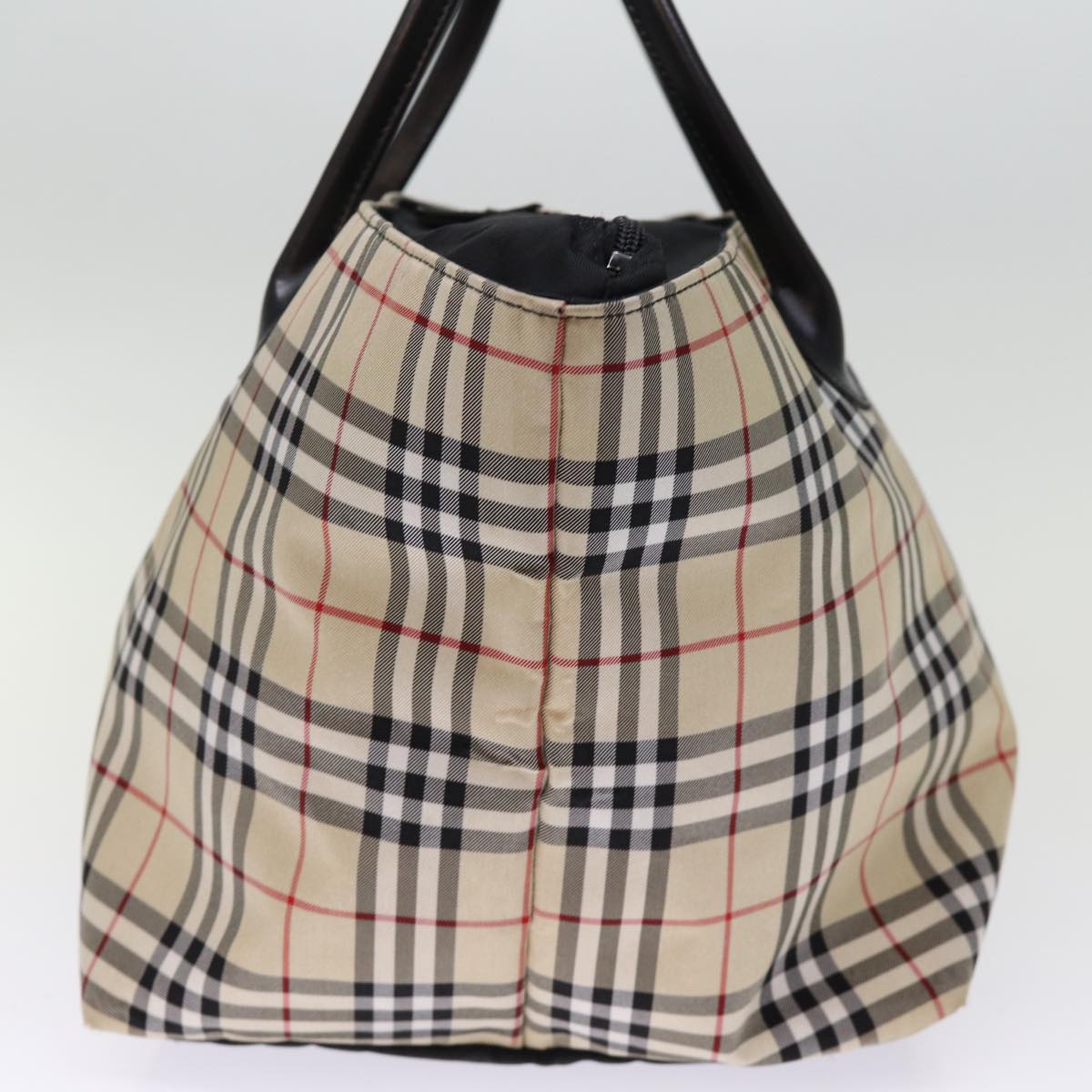 BURBERRY Nova Check Blue Label Tote Bag Nylon Beige Auth kk238