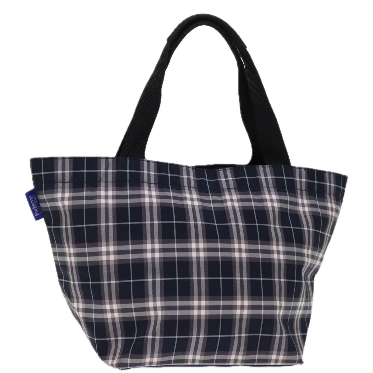 Burberrys Blue Label Nova Check Tote Bag Nylon Navy Auth kk240