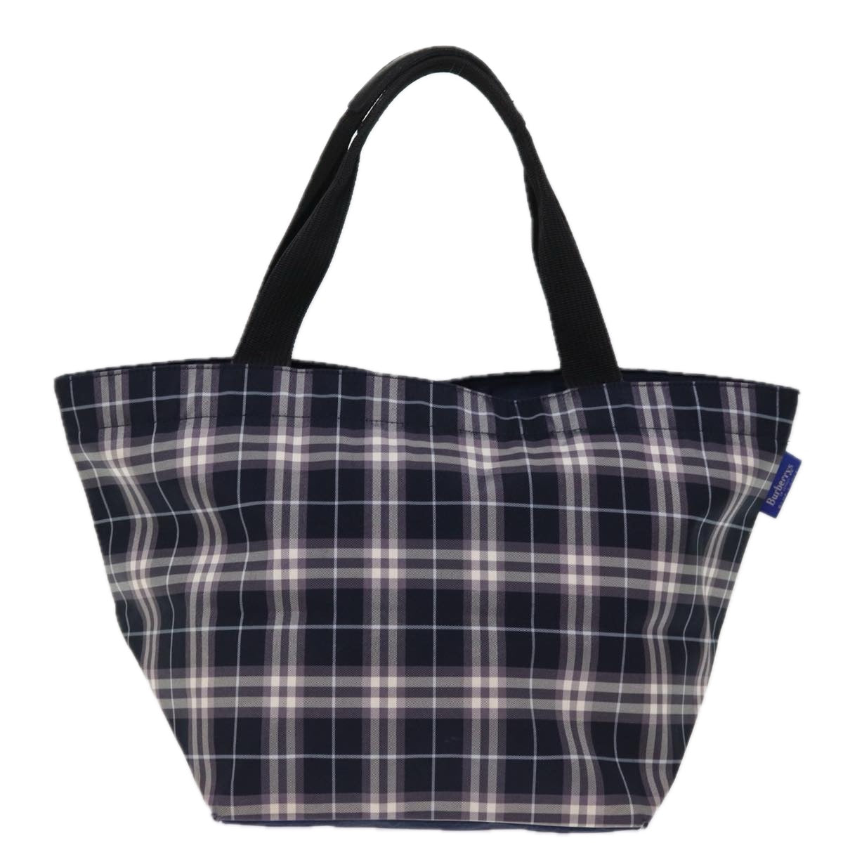 Burberrys Blue Label Nova Check Tote Bag Nylon Navy Auth kk240 - 0