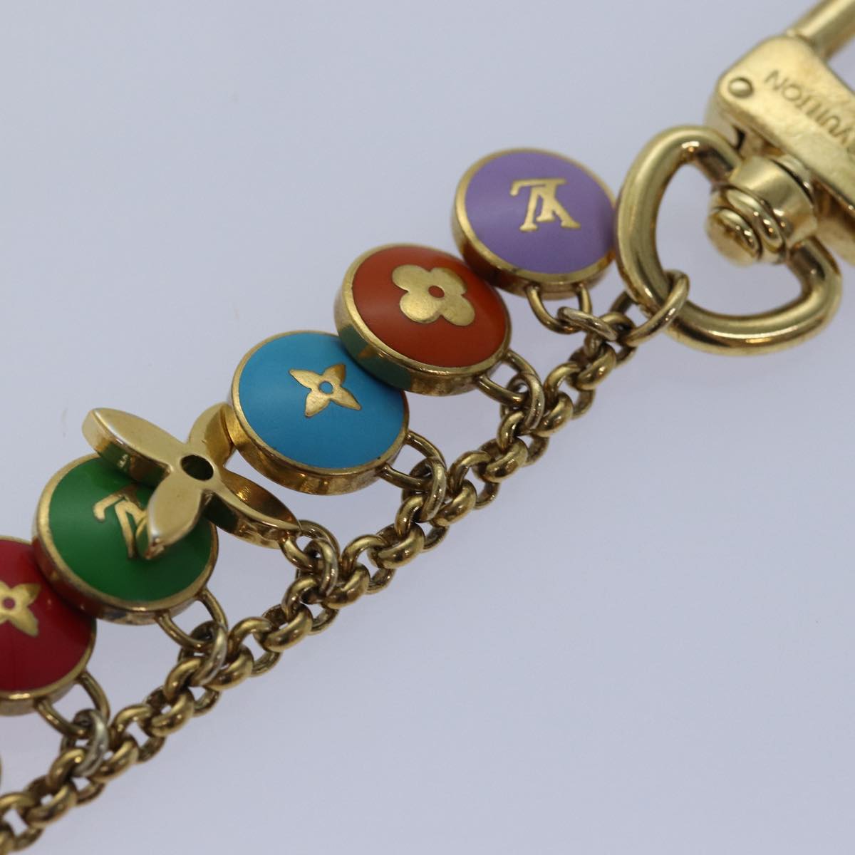 LOUIS VUITTON Monogram Porte Cles Chainne Pastilles Charm M66172 LV Auth kk245