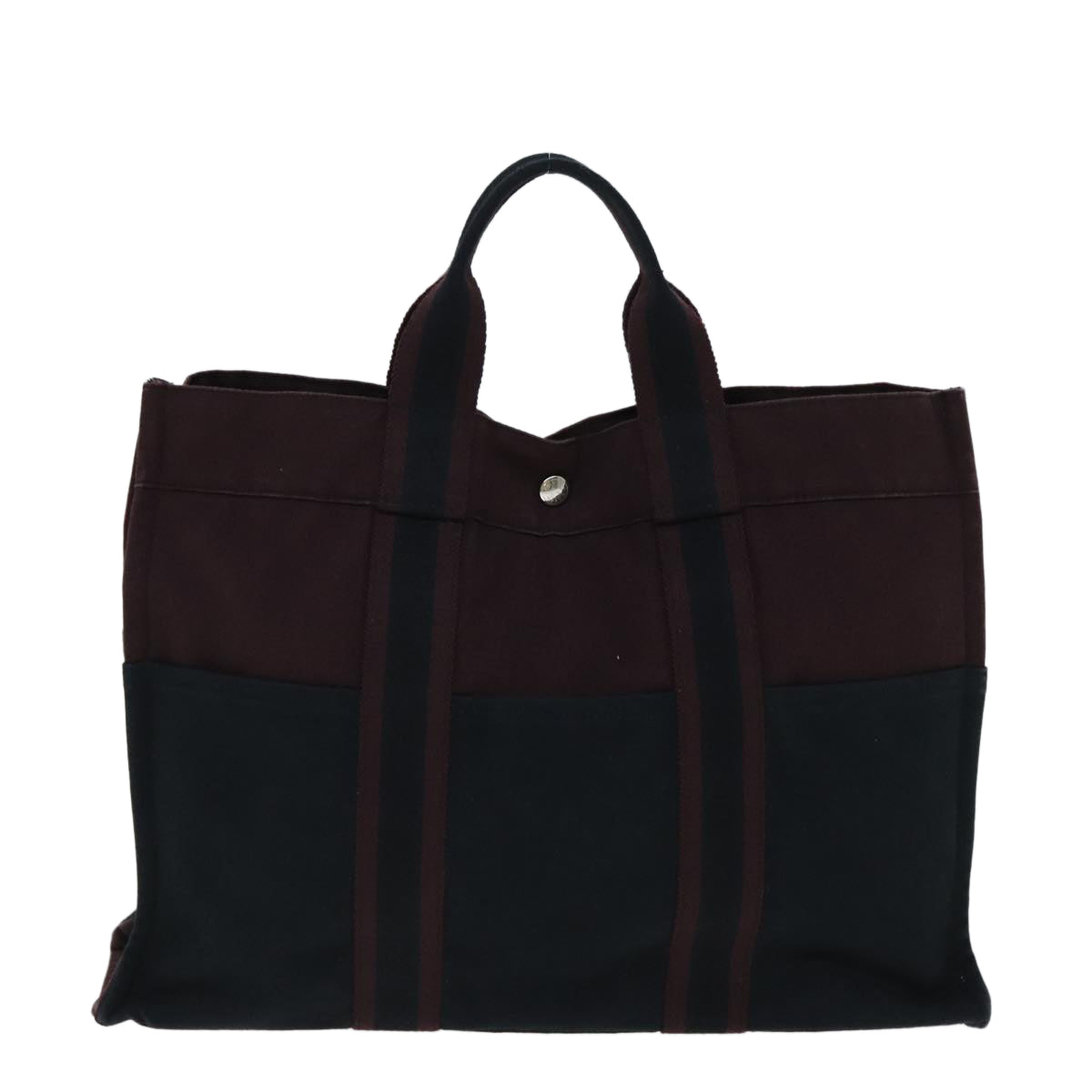 HERMES Fourre Tout MM Tote Bag Canvas Bordeaux Auth kk257