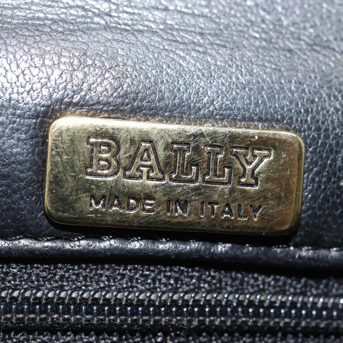 BALLY Quilted Chain Shoulder Bag Leather Black Auth kk261