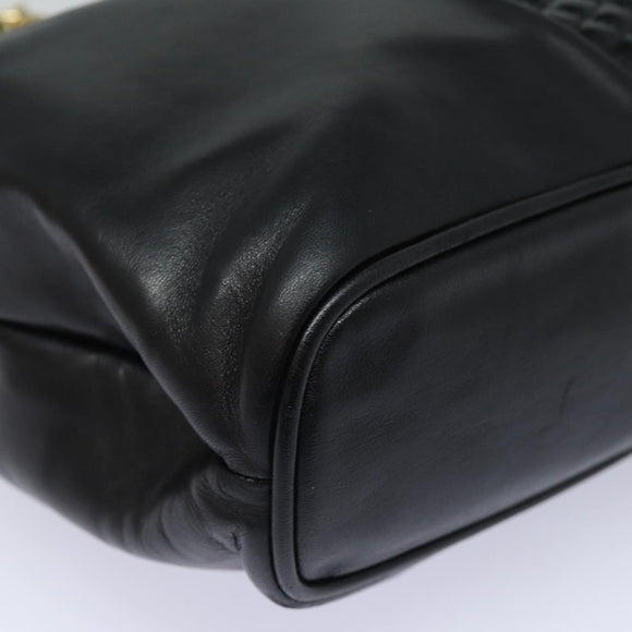 BALLY Quilted Shoulder Bag Leather Enamel Black Auth kk267