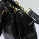 BALLY Quilted Shoulder Bag Leather Enamel Black Auth kk267-10