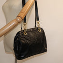 BALLY Quilted Shoulder Bag Leather Enamel Black Auth kk267-21