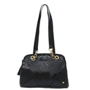 BALLY Quilted Shoulder Bag Leather Enamel Black Auth kk267-13