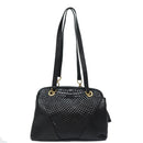 BALLY Quilted Shoulder Bag Leather Enamel Black Auth kk267-2