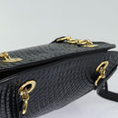 BALLY Quilted Shoulder Bag Leather Enamel Black Auth kk267-6