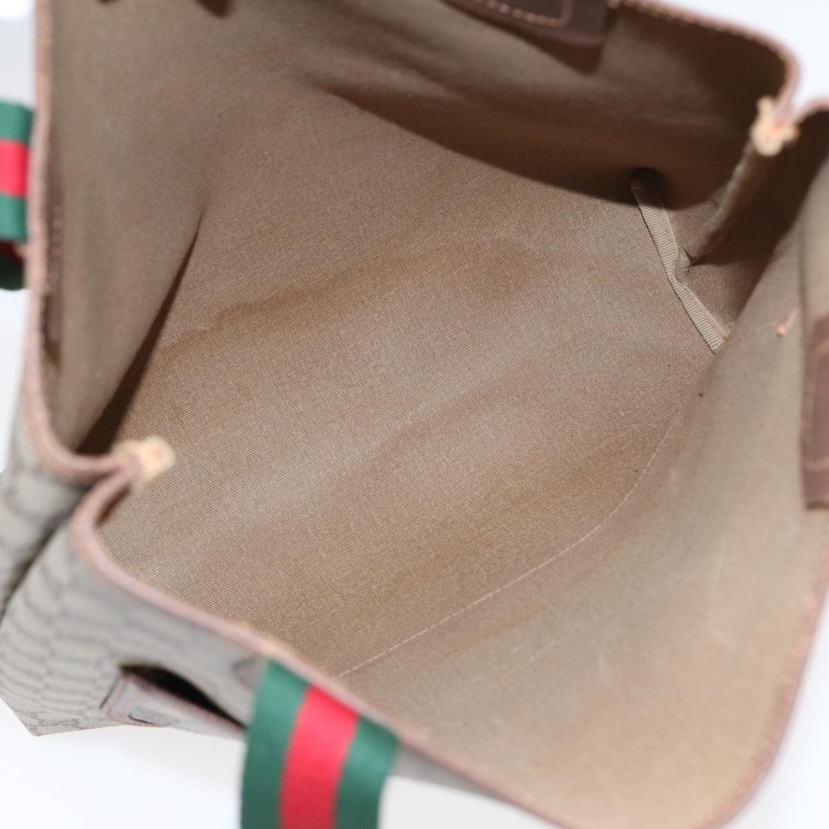 GUCCI GG Canvas Web Sherry Line Tote Bag PVC Leather Beige Green Red Auth kk275