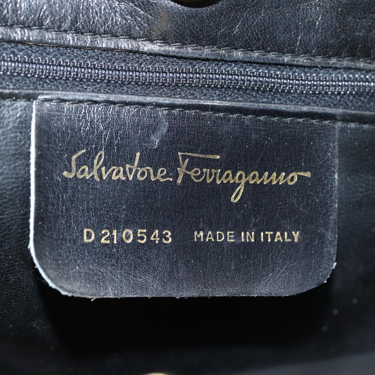 Salvatore Ferragamo Chain Shoulder Bag Leather Black Auth kk281