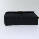 CHANEL Matelasse Stone Chain Shoulder Bag Satin Black CC Auth kk285V-5