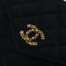 CHANEL Matelasse Stone Chain Shoulder Bag Satin Black CC Auth kk285V-18