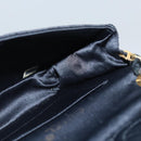 CHANEL Matelasse Stone Chain Shoulder Bag Satin Black CC Auth kk285A-21