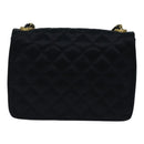 CHANEL Matelasse Stone Chain Shoulder Bag Satin Black CC Auth kk285A-2