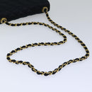 CHANEL Matelasse Stone Chain Shoulder Bag Satin Black CC Auth kk285V-7